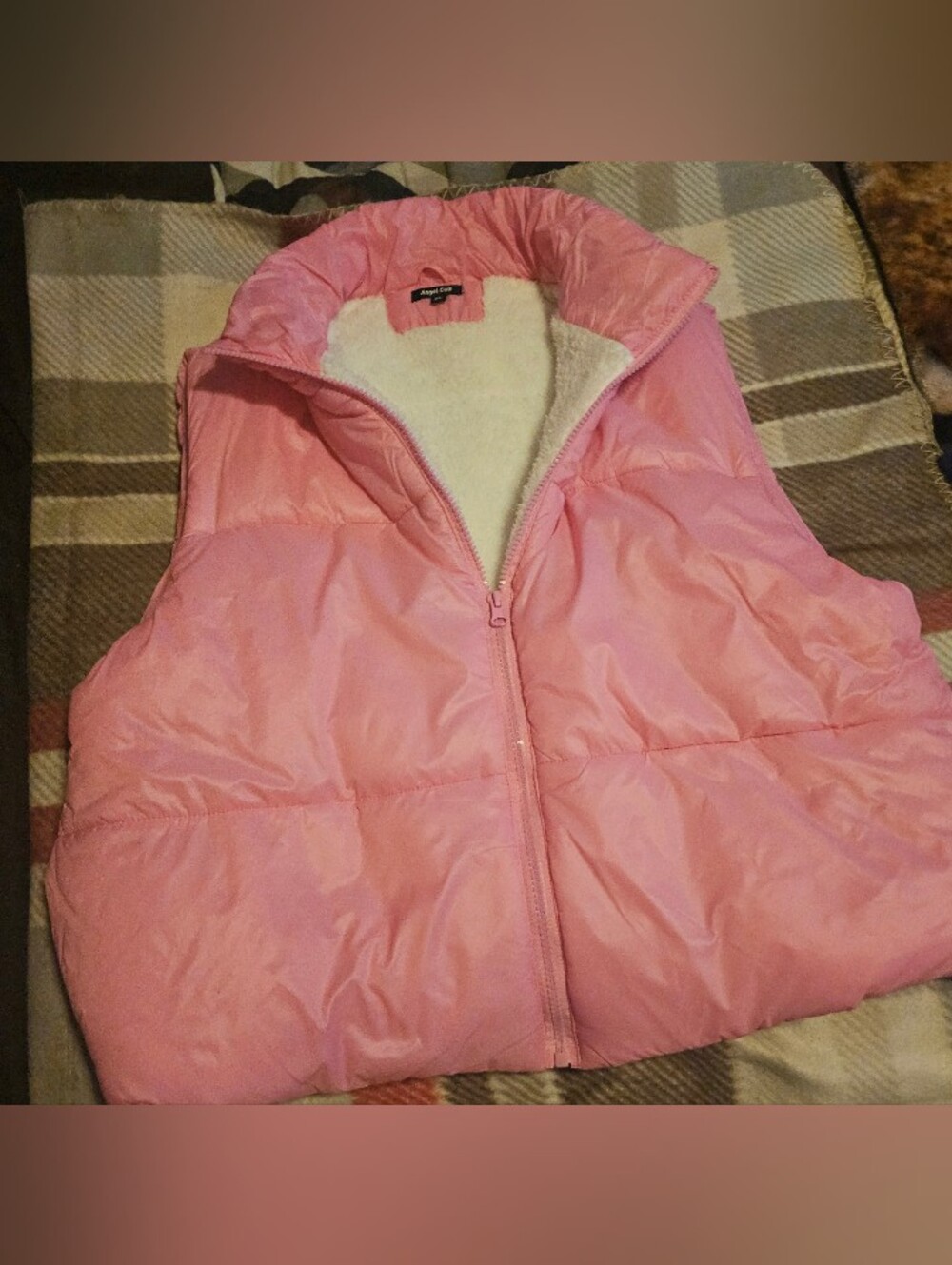 Kids Pink Quilted Puffer Vest with Sherpa Lining